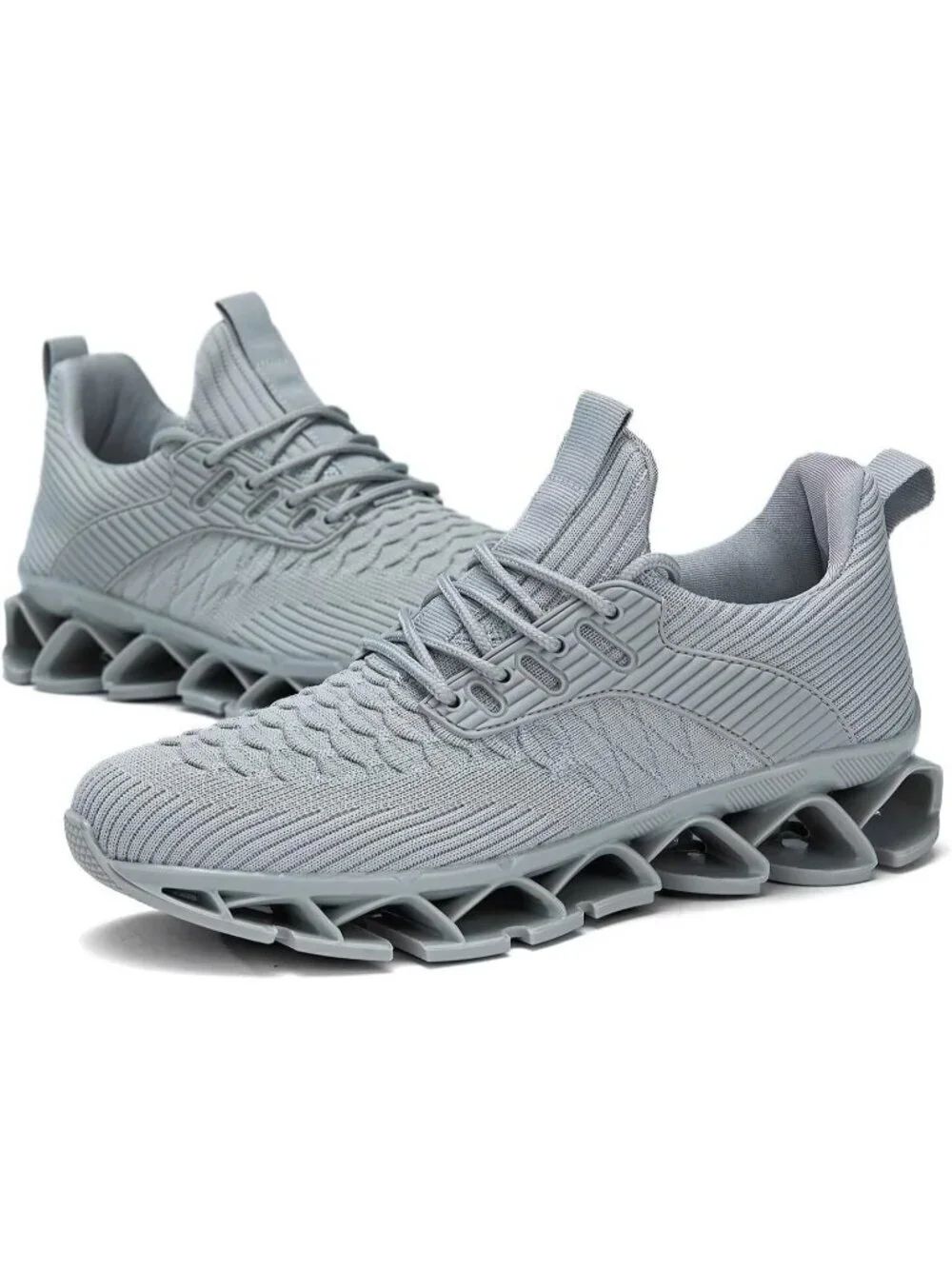 Women's Grey Blade Mesh Comfort Non Slip Athletic Slip on Soft Sneaker Shoes